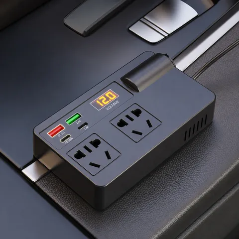 Car Power Inverter 12V 24V to 110V 220V DC to AC Converter Dual AC Outlets USB Type-C Fast Charging Digital Display Car Charger Adapter