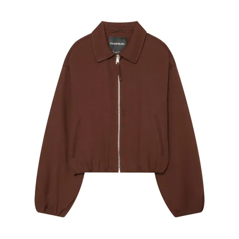 Chaqueta de Poliéster con Solapa Vintage para Mujer Oversized Moda Estampado de Leopardo Cremallera Ropa de Abrigo Dobladillo de Burbuja Casual Color Sólido