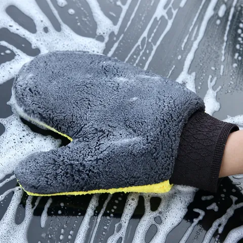 Coral Fleece Car Wash Mitt Waterproof Non-Slip Bear Paw Auto Cleaning Glove Soft Cleaning Tool For Vehicle Maintenance