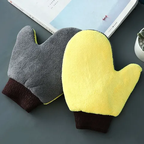 Coral Fleece Car Wash Mitt Waterproof Non-Slip Bear Paw Auto Cleaning Glove Soft Cleaning Tool For Vehicle Maintenance