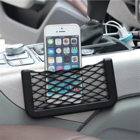 Red de Almacenamiento para Coche Bolsillo de Malla Adhesiva Universal Organizador Elástico para Interior de Coche Soporte para Teléfono Bolsa de Almacenamiento