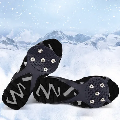 Crampons à Neige Antidérapants d'Hiver Pour Chaussures Bottes Acier Caoutchouc Extérieur Randonnée Escalade Pointes de Traction