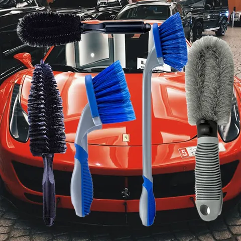 Car Wheel Tire Cleaning Brush Plastic Handle Durable Bristles Automotive Detailing Cleaning Tool For Car Rim Washing