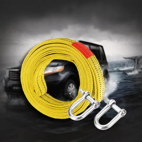 Heavy Duty Auto Noodgeval Sleepgurt Verdikte Nylon Tractieketting Met Metalen Haken Voor Voertuigredding