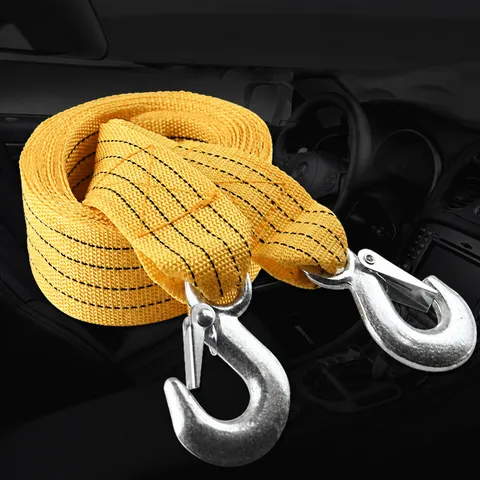 Heavy Duty Nylon Sleepgord Auto Noodreddingskabels Met Metalen Haken Reflecterende Sleepkabel Voertuig Accessoires