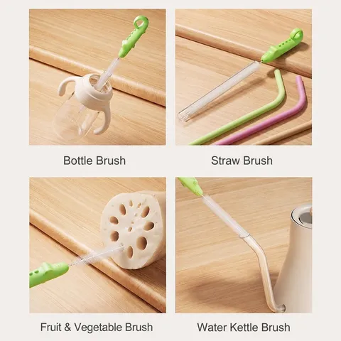 Silicone Straw Cleaning Brush Long Handle Flexible Pipe Cleaner Baby Bottle Brush Cleaning Tool For Home Kitchen
