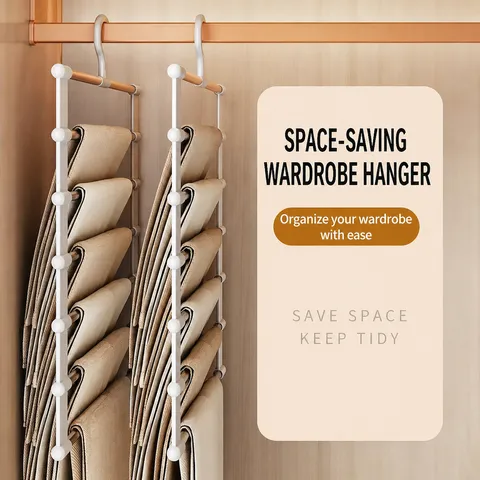 Multi-Layer Pants Hanger Stainless Steel Space Saving Foldable Trouser Rack Wardrobe Storage Organizer For Clothes