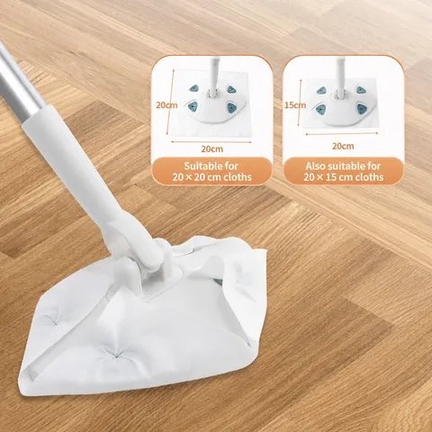 Household Flat Mop With Stainless Steel Telescopic Rod And Microfiber Cloth Holder For Floor Cleaning Dusting