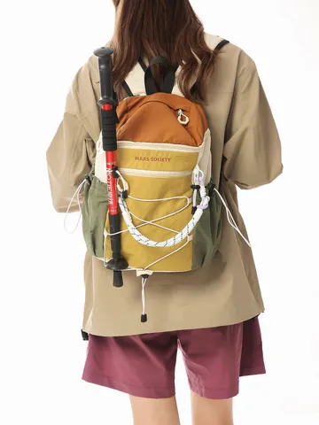 Nylon Lightweight Hiking Backpack Color Block Commuter Crossbody Bag Water Resistant Outdoor Sports Backpack For Men Women Daily Travel