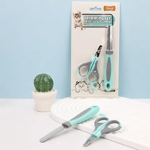Pet Nail Clipper And File Set Stainless Steel Dog Cat Nail Trimmer With Ergonomic Anti Slip Handle Pet Grooming Care Tool