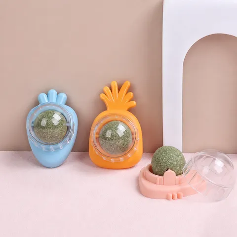 Catnip Wall Ball Toy Rotating Cat Chew Toy Cat Mint Ball Pet Self Hi Toy