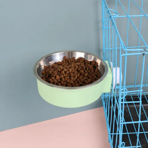 Bol pour Chien en Acier Inoxydable Bol Suspendu pour Animaux Distributeur d'Eau Bol de Cage Amovible pour Chat Chiot Accessoires