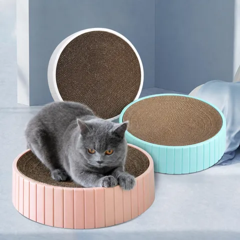 Bowl Shape Cat Scratch Board Corrugated Paper Cat Bed Pet Scratching Pad With Plastic Shell For Cats