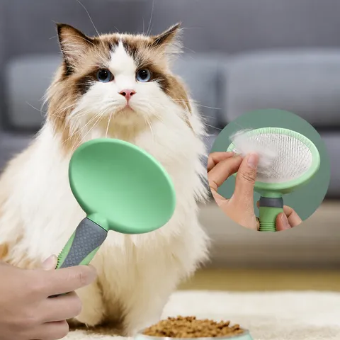 Pet Grooming Slicker Brush And Deshedding Comb For Dogs And Cats Stainless Steel Pins Anti Slip Handle Hair Care Tool