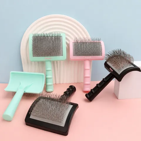 Pet Slicker Brush For Dogs And Cats Curved Long Pin Grooming Brush With ABS Handle Undercoat Rake Pet Hair Removal Tool
