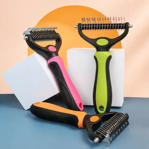 Professional Pet Grooming Brush Double Sided Dematting Comb For Dogs And Cats Undercoat Rake Metal Pet Hair Removal Tool