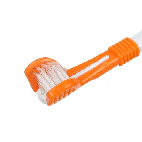 Pet Toothbrush 3-Sided Dog Cat Oral Care Teeth Cleaning Tool Multi-Color Plastic Soft Bristles Pet Grooming Supplies