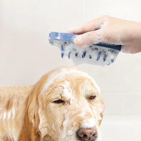TPR Pet Bath Brush Dog Massage Brush Soft Bristle Hair Removal Cleaning Tool Cute Puppy Shape Pet Grooming Accessories