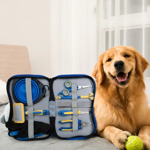 Haustier Pflegeset Hunde Katzen Haarpflege Set Edelstahl Kämme Nagelknipser Badebürste Haustier Reinigungswerkzeuge Zubehör