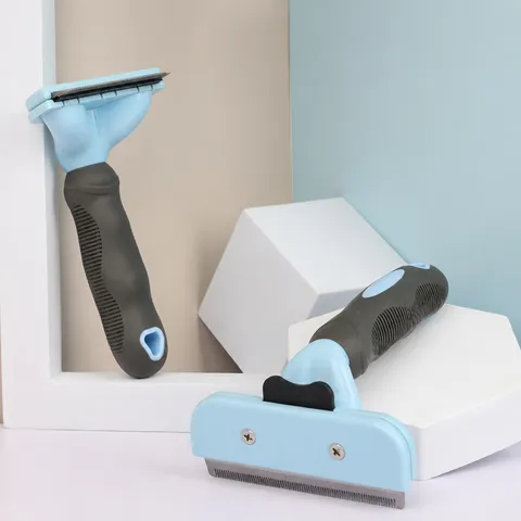 Huisdierverzorgingsborstel Ontklittingsgereedschap voor Katten en Honden met Zelfreinigende Knop en Roestvrijstalen Tanden