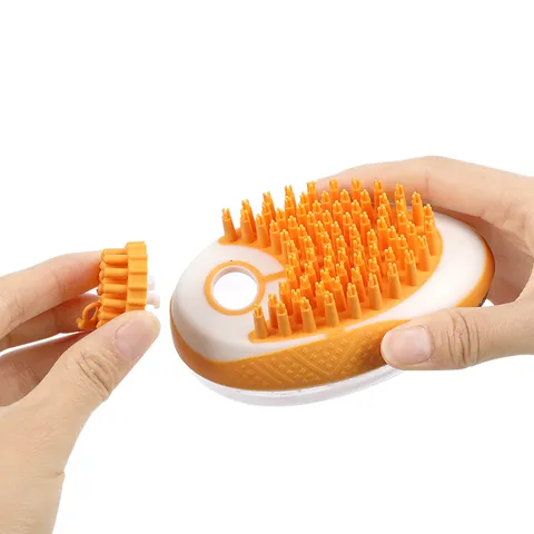 Pet Bath Brush Silicone Massage Comb With Liquid Dispenser Dog And Cat Bathing Tool Portable Pet Hair Cleaning Brush