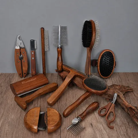 Wooden Pet Grooming Comb Antique Style Cat Dog Hair Removal Brush Undercoat Rake Dematting Tool Pet Care Supplies