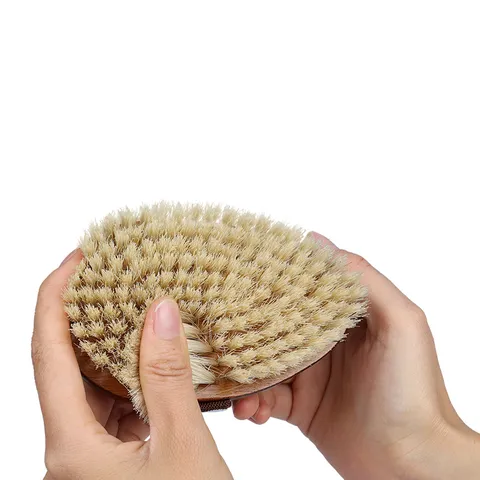 Brosse de Bain de Massage pour Animaux en Bois Peigne de Toilettage en Soies de Porc Naturelles pour Chiens Chats