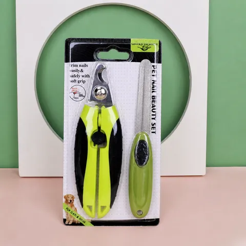Pet Nail Clipper And File Set Stainless Steel Dog Cat Nail Trimmer Professional Grooming Care Tool With Non-Slip Handle