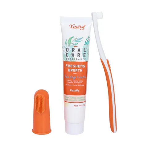 Pet Dental Care Kit Dog And Cat Toothbrush Set With Vanilla And Beef Toothpaste Pet Oral Cleaning Supplies