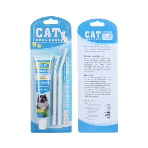 Cat Toothbrush And Toothpaste Kit Pet Oral Care Set Vanilla Flavor Soft Bristle Teeth Cleaning Supplies For Cats