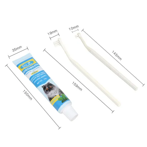 Cat Toothbrush And Toothpaste Kit Pet Oral Care Set Vanilla Flavor Soft Bristle Teeth Cleaning Supplies For Cats