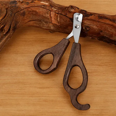 Wooden Handle Stainless Steel Pet Nail Clipper Portable Dog Cat Nail Trimmer Professional Pet Grooming Tool Claw Care