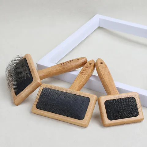 Pet Slicker Brush Bamboo Wood Pet Grooming Brush For Cats And Dogs Deshedding Hair Removal Comb Pet Hair Care Tool