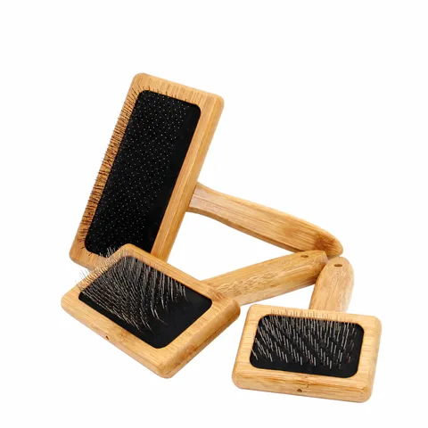 Pet Slicker Brush Bamboo Wood Pet Grooming Brush For Cats And Dogs Deshedding Hair Removal Comb Pet Hair Care Tool