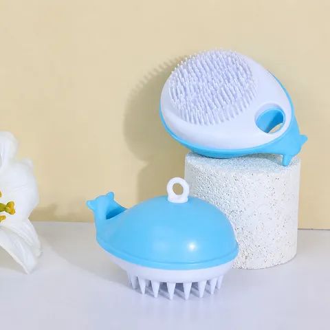 Pet Bath Brush Dog Cat Massage Grooming Brush Pufferfish Shape Soft TPR Silicone Brushes With Liquid Dispenser