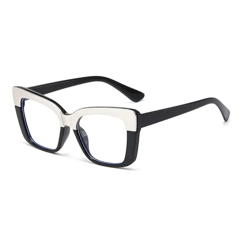 Trendy Cat Eye Anti Blue Light Glasses For Women Men Retro Plastic Patchwork Frame Glasses Optical Eyewear For Street Photography
