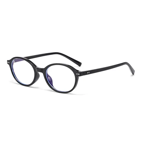 Retro Oval Nerd Blue Light Blocking Eyeglass Frames Polycarbonate Korean Style Optical Glasses For Men Women Plain Frame Clear Lens Glasses