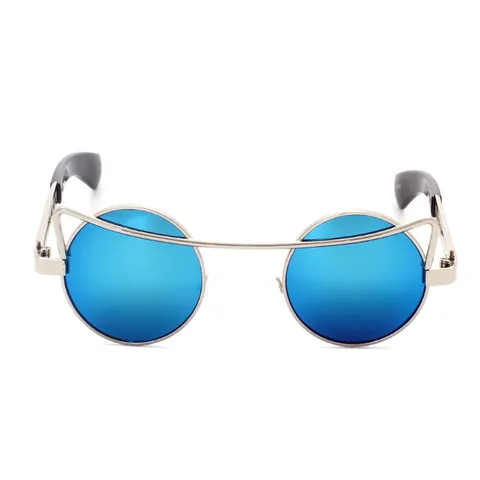 Vintage Round Cat Ear Metal Frame Sunglasses For Women Men UV400 Reflective Lens Fashion Streetwear Style Eyewear