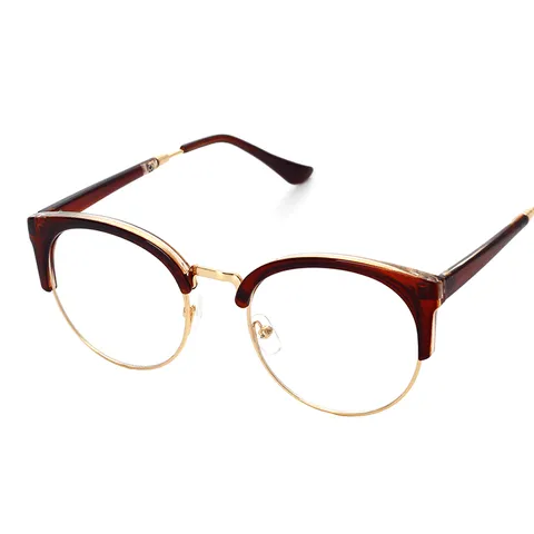Vintage Halfrand Brilmonturen Voor Dames Heren Geometrische Plastic Metalen Optische Bril op Sterkte Heldere Glazen Decoratieve Bril