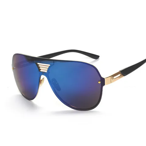 Oversized Rimless Sunglasses For Women Men Metal AC Frame UV400 Reflective Mirror Lens Windproof Shield Sports Eyewear