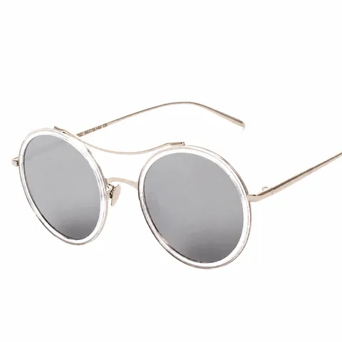 Trendy Round Frame Metal Sunglasses For Women UV400 Protection Colorful Mirror Lens Outdoor Travel Fashion Eyewear