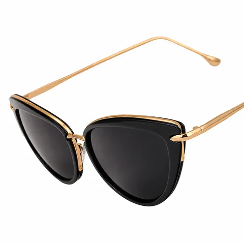 Women Cat Eye Sunglasses Metal Frame UV400 Protection Colorful Reflective Lenses Vintage Street Style Fashion Eyewear