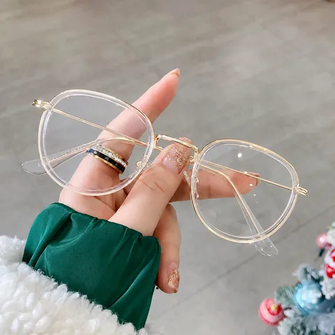 Vintage Retro College Style Oval Metal Thin Leg Optical Glasses Frame For Men Women Myopia Compatible Blue Light Blocking Eyewear