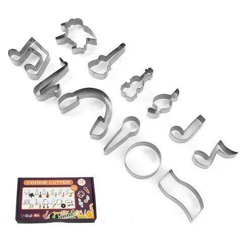 Emporte-pièce Note de Musique en Acier Inoxydable 12 Pcs Moules de Cuisson en Métal Outils de Pâtisserie DIY