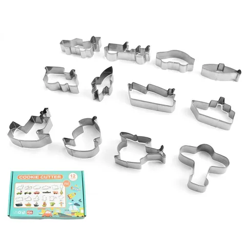 Ensemble d'Emporte-Pièces en Acier Inoxydable Série Transport Moules à Biscuits Métalliques pour Pâtisserie DIY