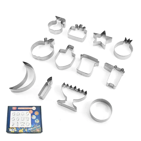Stainless Steel Hanukkah Cookie Cutter Set Metal Biscuit Mold DIY Baking Pastry Tools For Kitchen Party Baking
