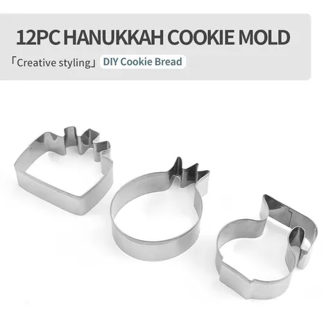 Stainless Steel Hanukkah Cookie Cutter Set Metal Biscuit Mold DIY Baking Pastry Tools For Kitchen Party Baking