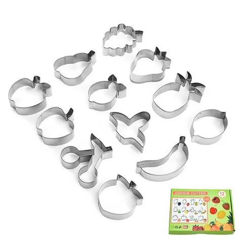 Ensemble d'Emporte-Pièces à Fruits en Acier Inoxydable Moule de Pâtisserie DIY Outils de Fabrication de Biscuits Ustensiles de Cuisine Avec Boîte de Couleur