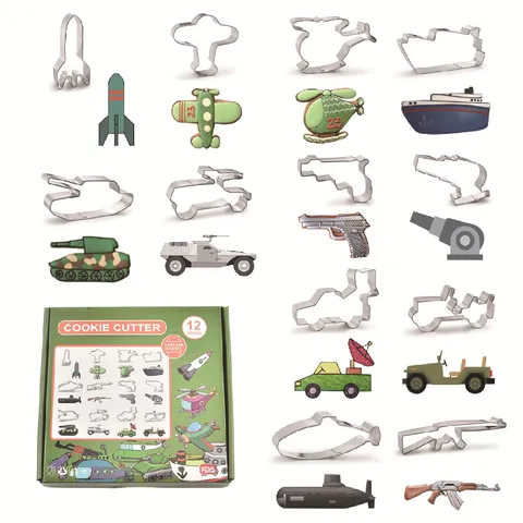 Set d'Emporte-Pièces à Biscuits en Acier Inoxydable Motif Militaire DIY Moule à Pâtisserie Outils de Cuisine