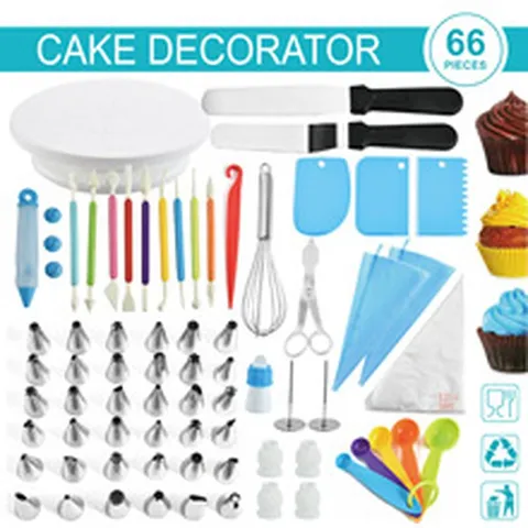 Stainless Steel Piping Tips Cake Decorating Kit Pastry Bags Spatula Turntable Baking Tools For Kitchen